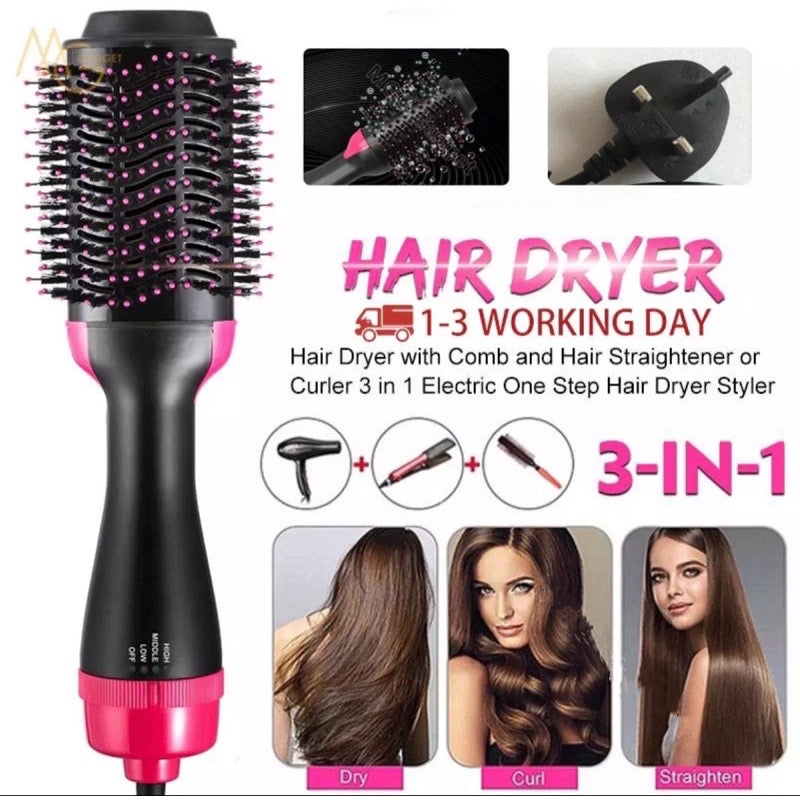 Hair Dryer Brush, Hot Air Brush One Step Hair Dryer and Styler & Volumizer 3 IN 1 Negative Ions Dryer Brush with Straigh