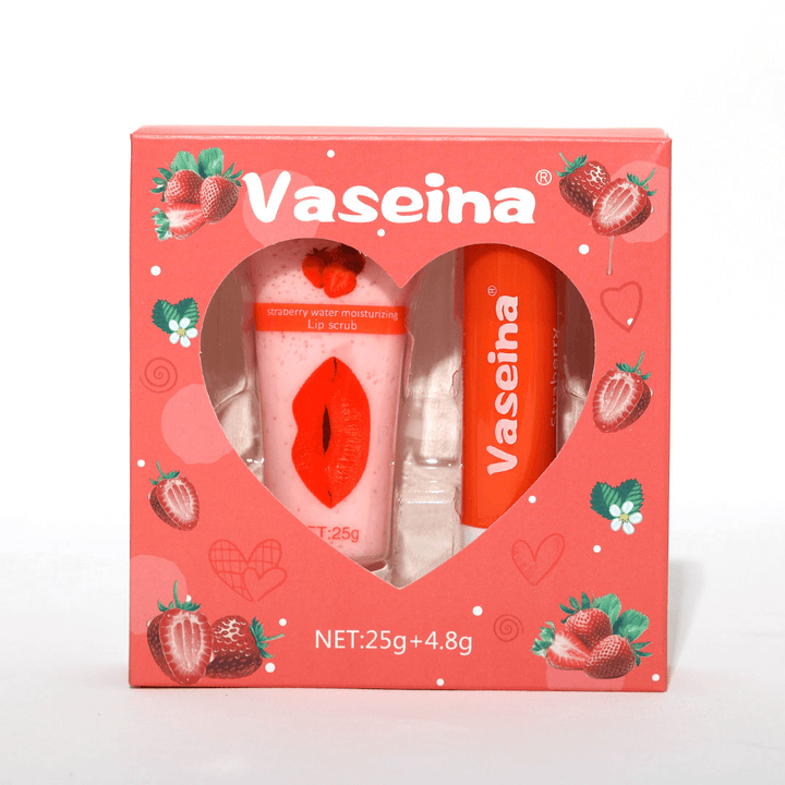 Vaseina Strawberry Water Moisturizing Lip Scrub + Lip Balm - 25g+4.8g