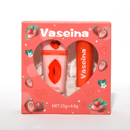 Vaseina Strawberry Water Moisturizing Lip Scrub + Lip Balm - 25g+4.8g